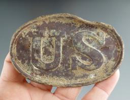 3 3/8" Wide Civil War Era U. S. Cartridge Box Plate dug near Stones River.