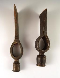 Pair of Pipe Tomahawk Axe Heads which have been molded, not hand forged. Nice display items.