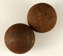 Pair of 2" diameter Cannon shot made from iron.