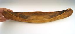 Vintage 13" long handcarved and nicely decorated wooden canoe from sugar Island, Michigan.