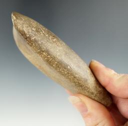 3 3/4" Hardstone Gouge with great use wear and polish, found in Northeast Ohio.