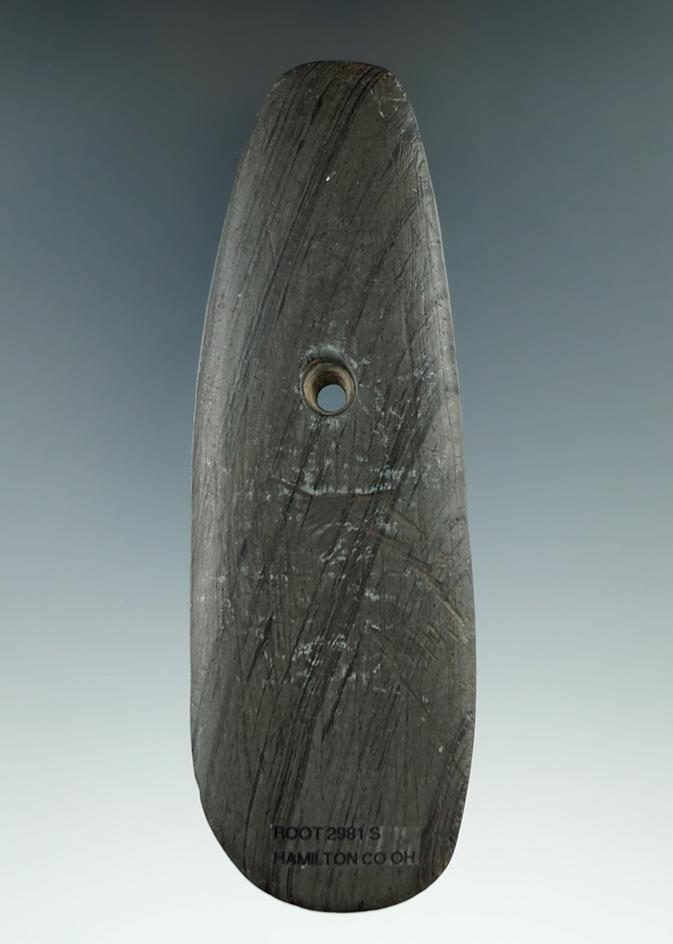 5 1/4" Hopewell Trapezoidal Pendant made from gray and black Banded Slate and found in Hamilton Co.,