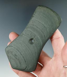4 1/4" Hopewell Pentagonal Pendant made from Banded Slate. Found in  Howard Twp., Knox Co., Ohio.