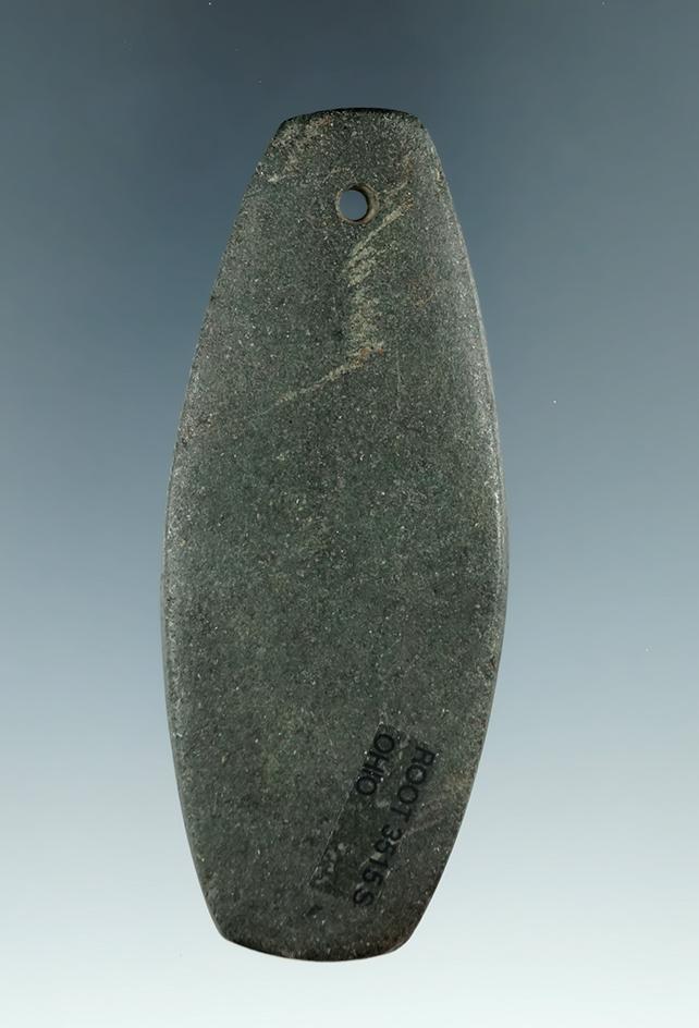 3 3/16" Hopewell Pendant made from Hardstone, found in Ohio. Ex. Bob Craver, Clifford Bauer Collecti