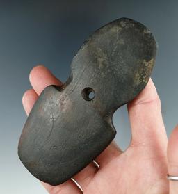 4 3/4" Hopewell Shovel Pendant made from black Slate, found in Mercer Co., Ohio.
