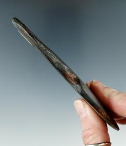 4 3/4" Hopewell Shovel Pendant made from black Slate, found in Mercer Co., Ohio.