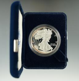 2001 Proof Silver Eagle with box and papers.