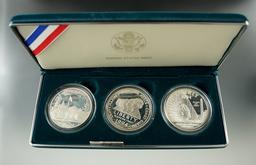 1994 Three Coin Proof Set, Veterans Commemorative Dollars.