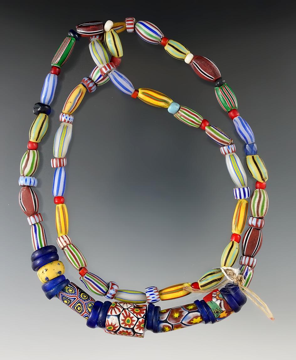 26" Long strand of assorted colorful beads.