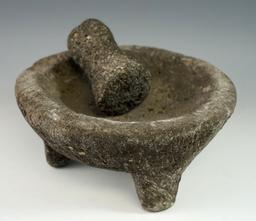 6 1/2" Tri-leg Mortar and Pestle from Mexico.