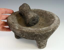 6 1/2" Tri-leg Mortar and Pestle from Mexico.