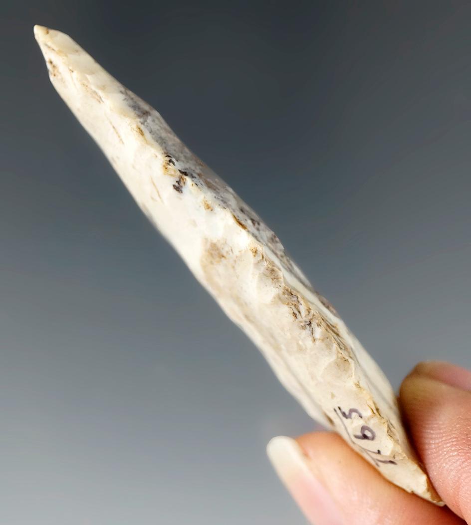 2 3/4" Archaic Blade made from beautiful purple and cream-colored Flint found in Ohio.