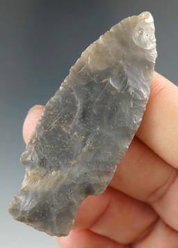 2 7/16" Stemmed point made from beautiful material found in the Kansas/Oklahoma area. Ex.  Writer.