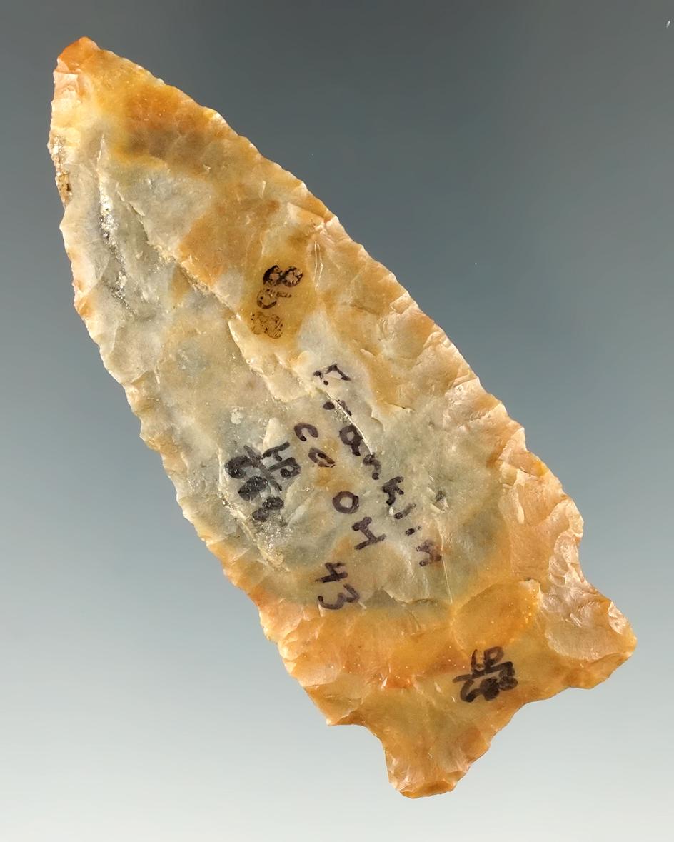 3" Flint Ridge Flint Knife found in Franklin Co., Ohio. Ex. Dave Root Collection.