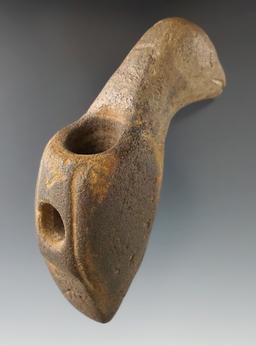 Nice! 4 1/8" Tall Effigy Vasiform Pipe made from Sandstone with some restoration to the neck