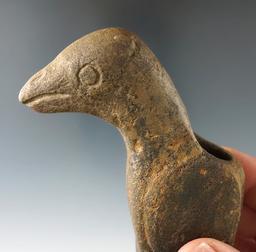 Nice! 4 1/8" Tall Effigy Vasiform Pipe made from Sandstone with some restoration to the neck