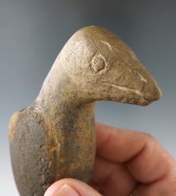 Nice! 4 1/8" Tall Effigy Vasiform Pipe made from Sandstone with some restoration to the neck