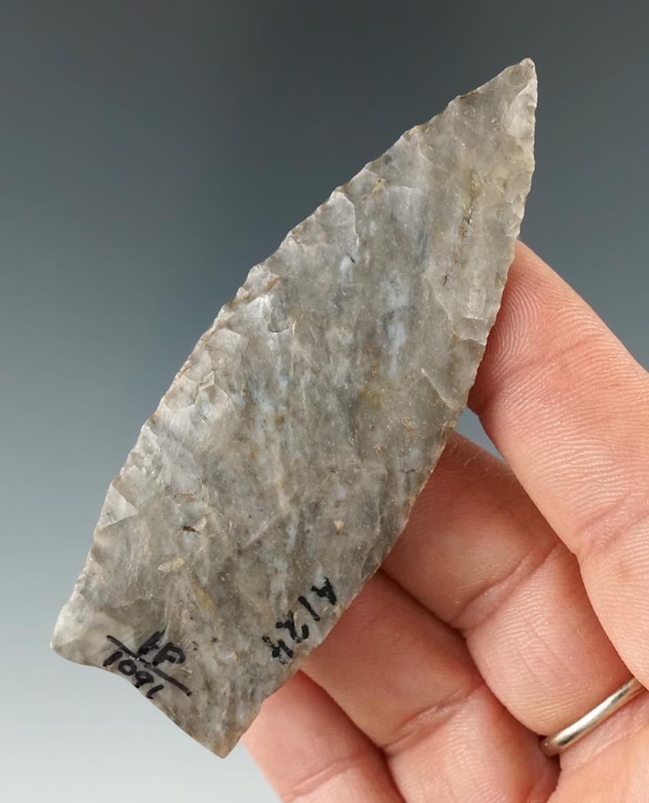 3 1/16" Paleo Lanceolate found in Ohio, made from Upper Mercer Flint.