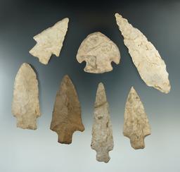 Set of 7 Flint Knives found in Missouri, largest is 3".