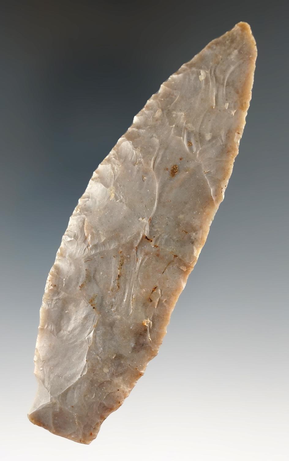 Uniquely styled 4 9/16" Stemmed Knife. Edwards Plateau Chert. Texas. Comes with a Perino COA.