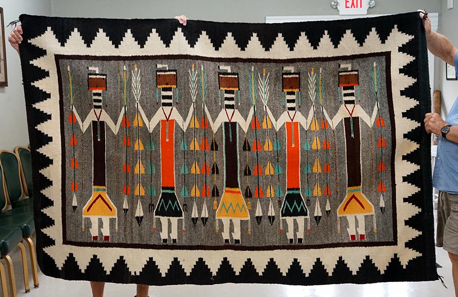 Large and Nice!  82" x 54" Well made Navajo 5 figure Yei Rug in excellent condition.