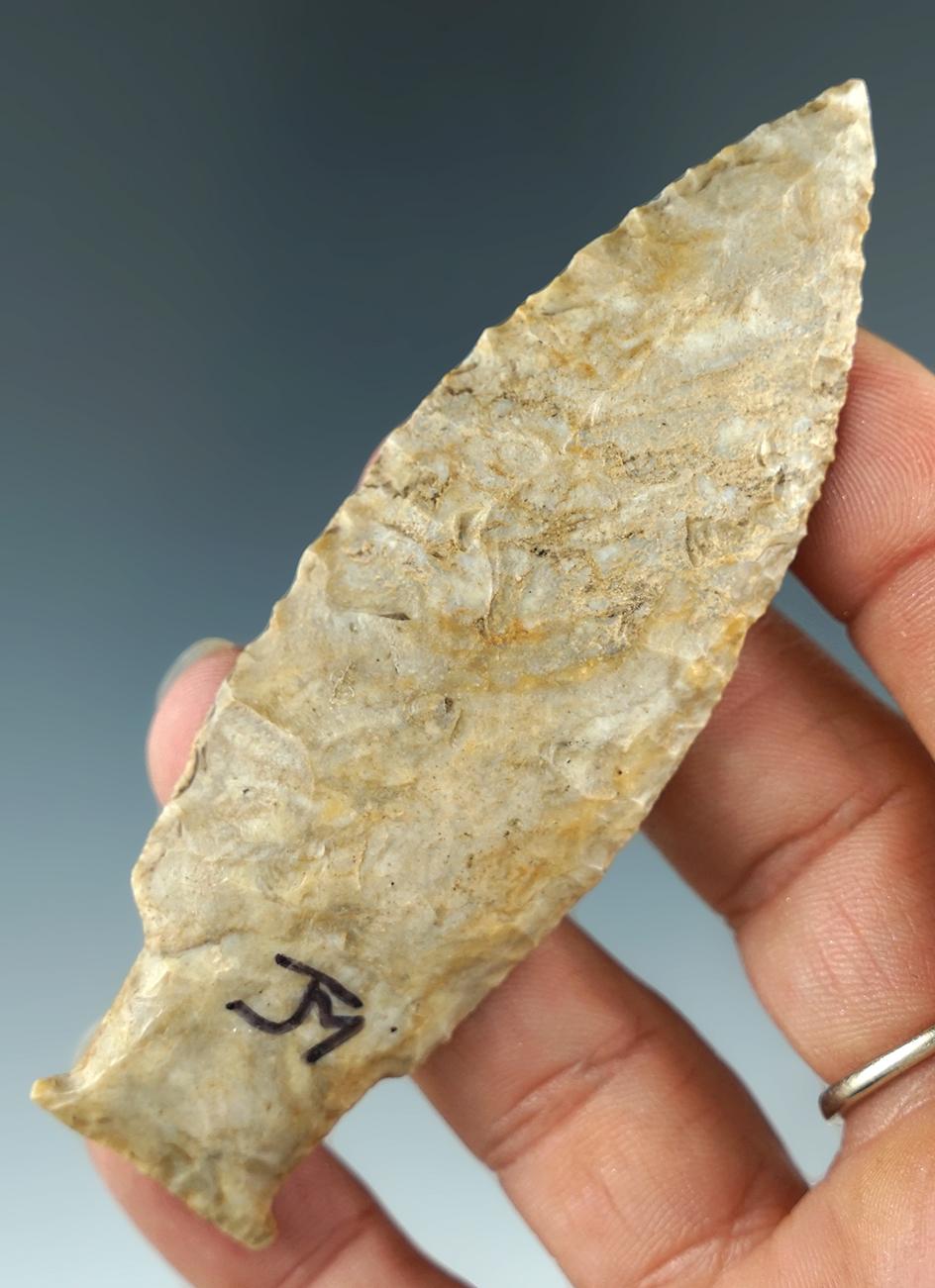 3 1/2" Classic high-grade Paleo Stringtown Lance. Tuscarawas Co., Ohio. Ex. Dr. Jim Mills.