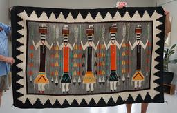 Large and Nice!  82" x 54" Well made Navajo 5 figure Yei Rug in excellent condition.