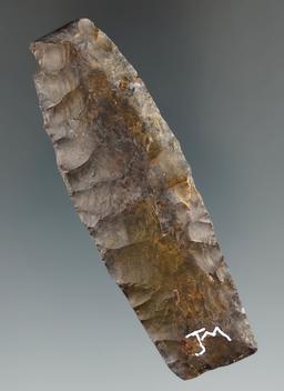 Beautifully patinated 3 7/16" Coshocton Flint Paleo Lanceolate with ancient damage. Knox Co., Ohio.