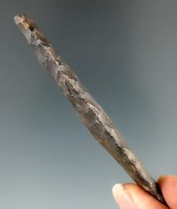 Beautifully patinated 3 7/16" Coshocton Flint Paleo Lanceolate with ancient damage. Knox Co., Ohio.