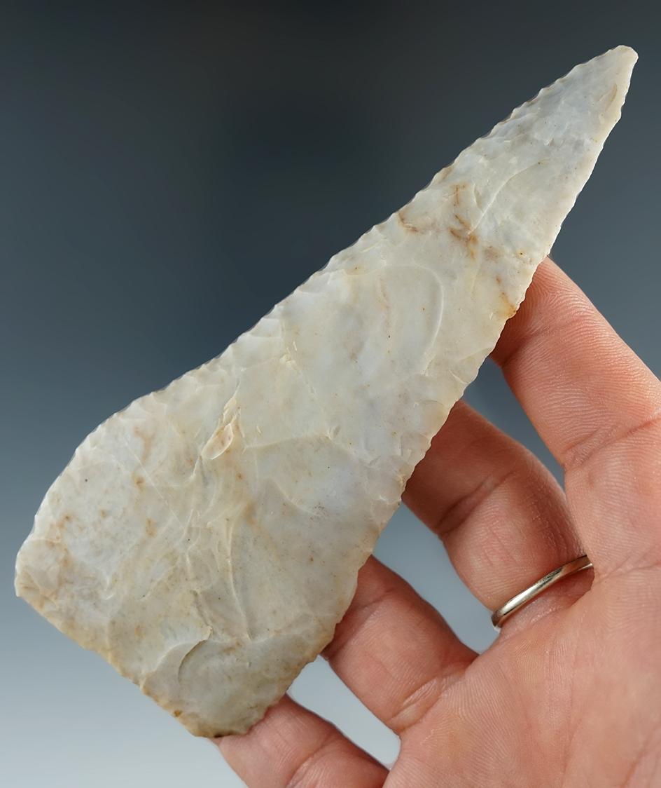 Large and nice 4 3/4" Cobbs Triangular Beveled Knife. High-quality Flint Ridge Flint Chalcedony.