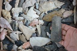 Box flat of field found Flint artifacts, most have some damage. Largest is 3 5/8".