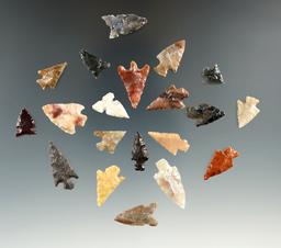 Nice set of 20 Columbia River arrowheads and Gem points found in Washington, largest is 7/8".