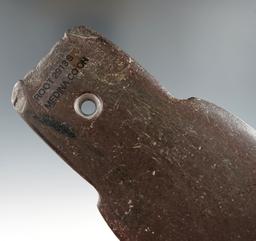 4 1/16" Shovel Pendant made from red and black Banded Slate, found in Medina Co., Ohio.