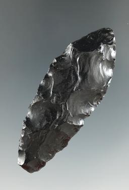2 1/2" Obsidian Haskett found in Christmas Valley, Oregon. Pictured in Overstreet #10, page 1042. Ex