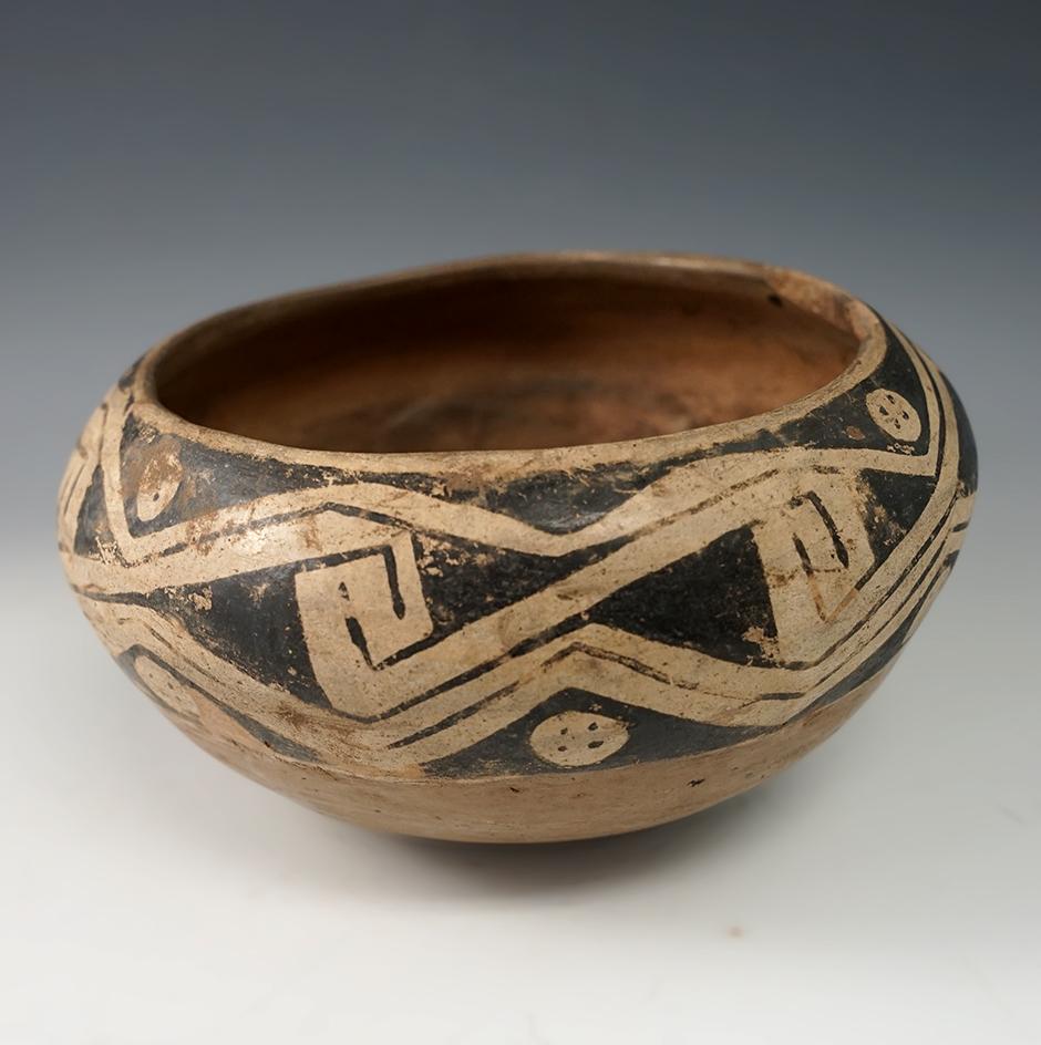 6" Wide Southwestern Pottery Vessel with a couple small rim chips.