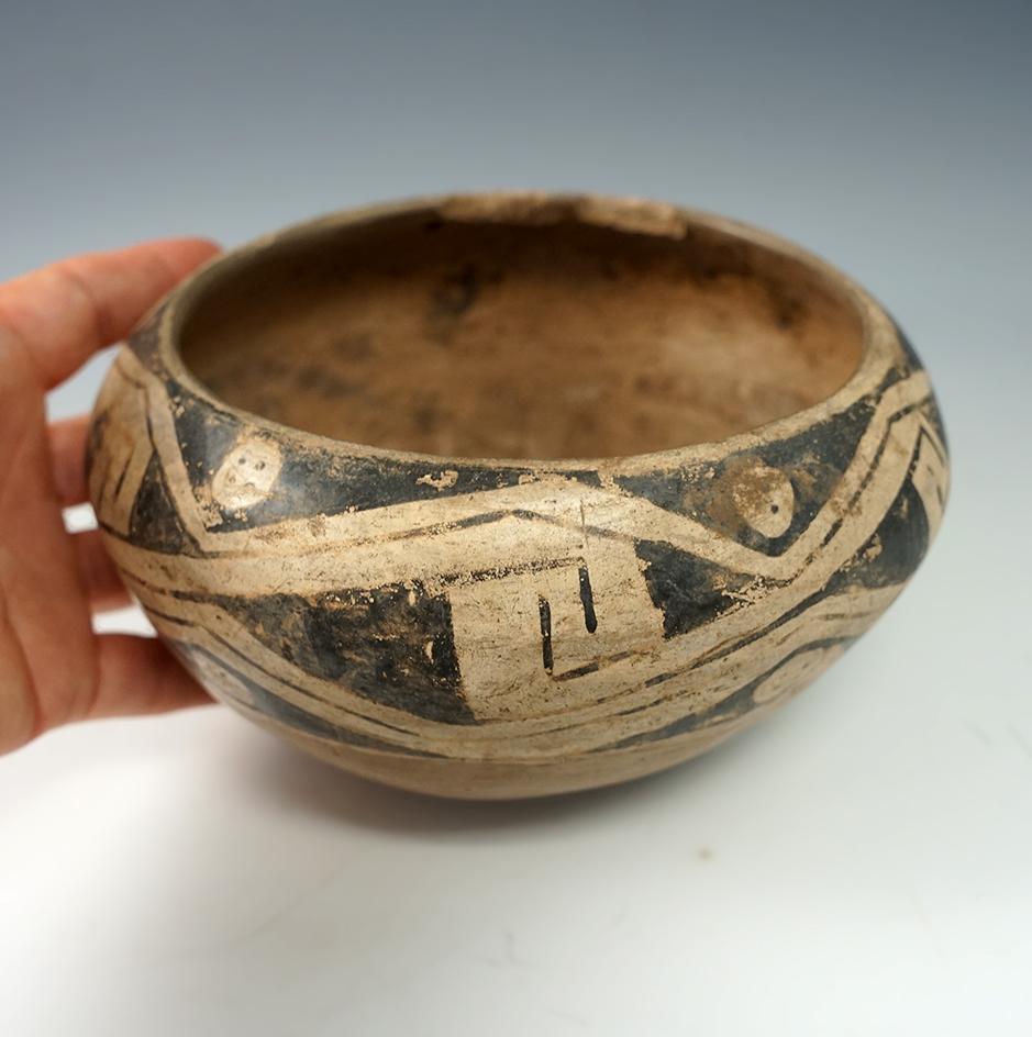 6" Wide Southwestern Pottery Vessel with a couple small rim chips.