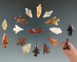 Group of 17 Assorted Arrowheads found near the Columbia River, Klickitat Co. Washington i n 1963.