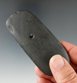 3 3/8" Black Slate Pendant found in Wyoming Co., New York. Ex. Howdy Lang.