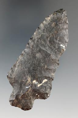 3 3/16" Heavy Duty made from Coshocton Flint, found in Holmes Co., Ohio. Ex. Wayne Gerber.