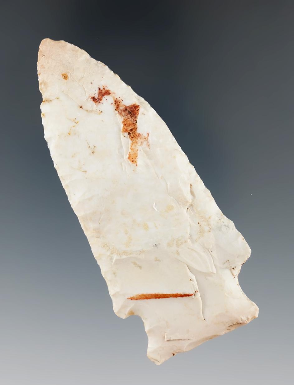 3 1/4" Cornernotch made from Flint Ridge Flint, found in Holmes Co., Ohio.