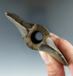 4 3/8" Archaic Double Notched Ovate with restoration to one prong. Van Wert Co., Ohio. Pictured!