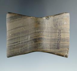 2 13/16" Archaic Bowtie Bannerstone. Found in or near Reading, Hillsdale Co., Michigan. Pictured!