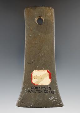 4 1/2" Adena Bell Pendant made from Banded Slate, found in Hamilton Co., Ohio. Davis G-9 COA.