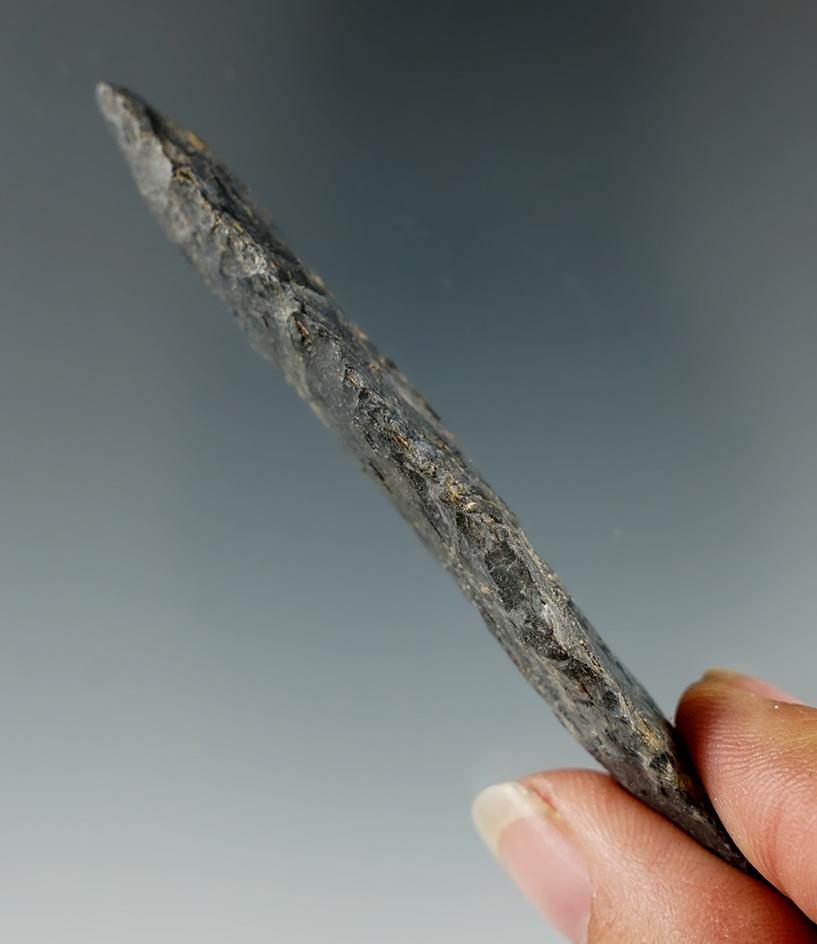 Heavily patinated 3 1/8" Coshocton Flint Paleo Lanceolate found in Darke Co., Ohio.