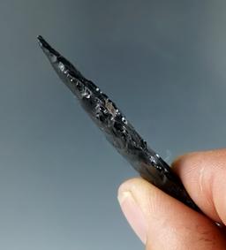 1 7/8" Humboldt Basal Notch made from Obsidian, found near Crump Lake, Oregon. COA.