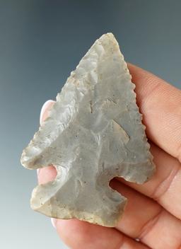 2 1/4" Archaic Thebes Bevel made from Hornstone found in Greene Co., Kentucky. Ex. Joel Hennesse.