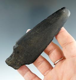 Nicely ground and polished 4 1/4" Inuit stemmed slate Knife found in Alaska.