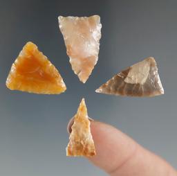 Set of four beautiful triangular points found near Vantage, Washington.