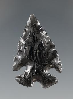 1 1/4" Elko Split Stem made from obsidian found in Lake Co., Oregon.