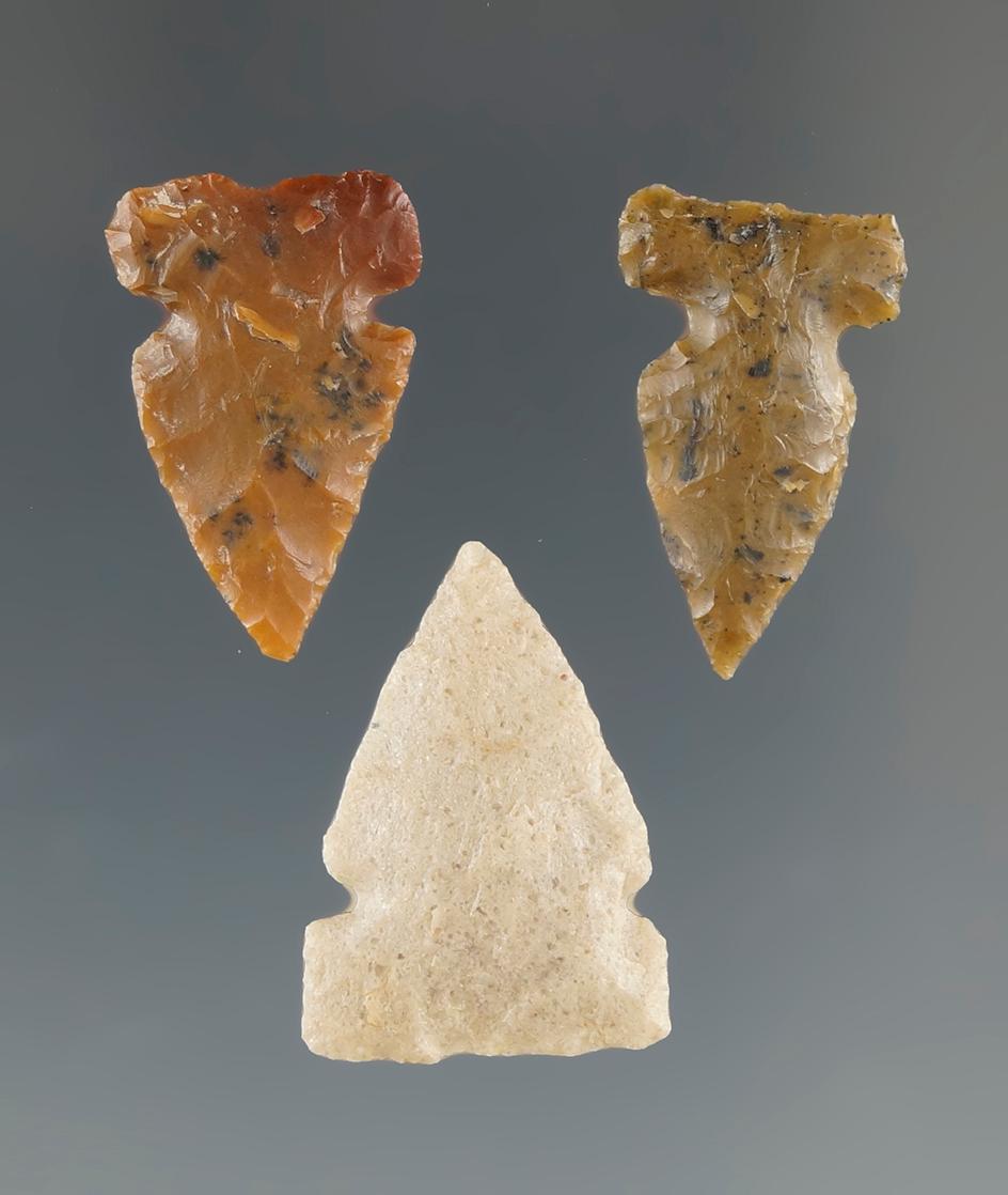 Set of three Sidenotch to arrowheads found in Platte Co., Wyoming.